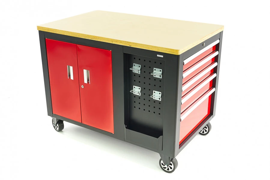 HBM verrijdbare gereedschapswagen, werkbank met houten werkblad 10 laden, rood zwart HBM Verrijdbare Gereedschapswagen, Werkbank Met Houten Werkblad 10 Laden, Rood Zwart -Winkel Voor Huishoudelijk Gereedschap hbm 011 135.jpg 1200x600 69aeaebc88