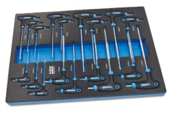 HBM 18 Delige T-Grepen INCH Maten Carbon Foam Inlay Voor Gereedschapswagen