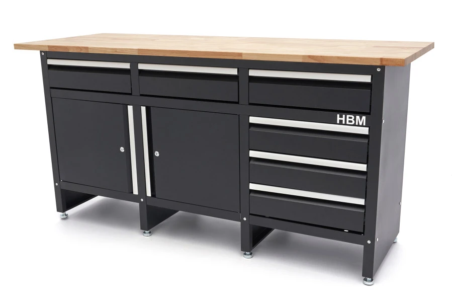 HBM 171 Cm Werkbank Met 6 Laden 2 Deuren en Massief Houten Werkblad HBM 171 Cm Werkbank Met 6 Laden 2 Deuren En Massief Houten Werkblad -Winkel Voor Huishoudelijk Gereedschap hbm 2105 9.jpg 1200x600 b4366ebc88
