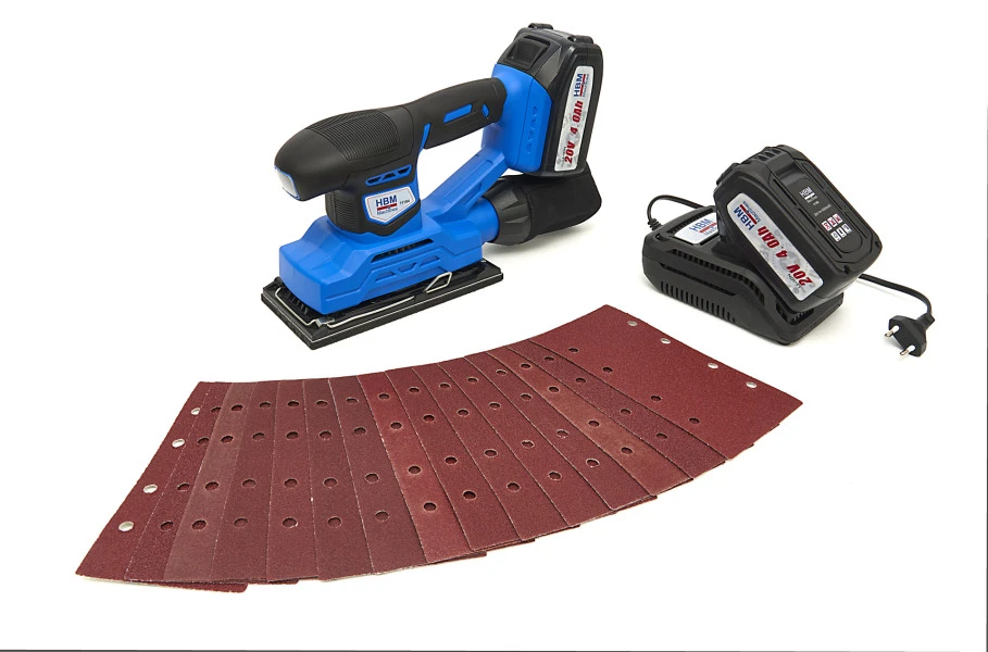 HBM Professionele 20 Volt 4,0AH Lion Vlakschuurmachine Inclusief 2 Lion Accu's en 15 Schuurvellen HBM Professionele 20 Volt 4,0AH Lion Vlakschuurmachine Inclusief 2 Lion Accu's En 15 Schuurvellen -Winkel Voor Huishoudelijk Gereedschap hbm 270 41.jpg 1200x600 96c38ebc88
