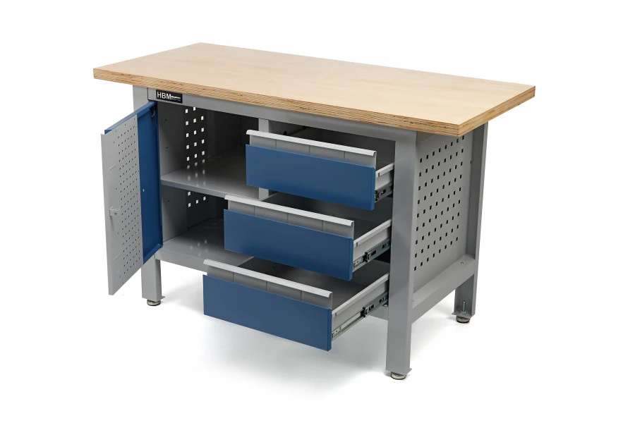 HBM 120 cm Werkbank met 3 Laden en 1 Deur HBM 120 Cm Werkbank Met 3 Laden En 1 Deur -Winkel Voor Huishoudelijk Gereedschap hbm 457 1.jpg 1200x600 db6eaebc88